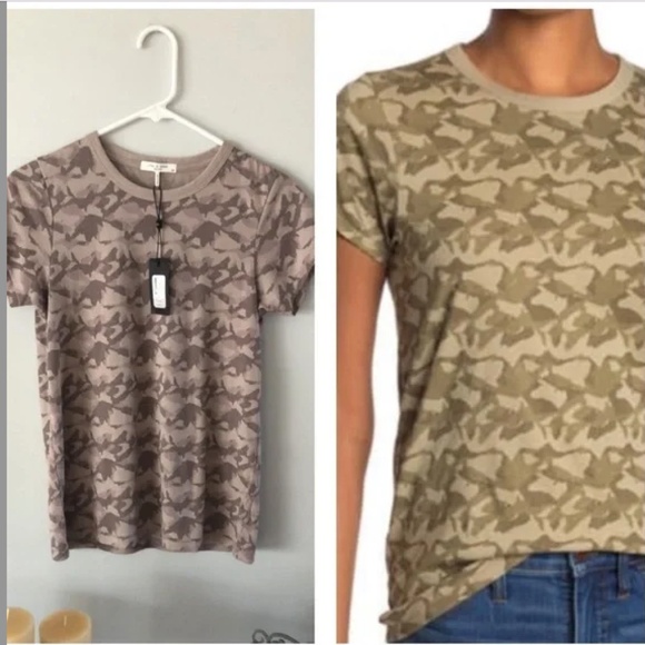 NEW Rag & Bone Pima Cotton Slub Jersey Buttery Soft Camo Print T-Shirt Top S - Picture 1 of 7